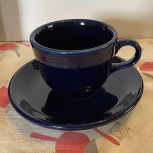 Fiestaware Retired Cobalt Classic 7 ¾ oz Tea Cup & Saucer Set
